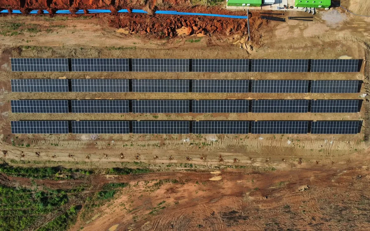 Agricultural solar installation with ground-mounted photovoltaic panels in South Africa