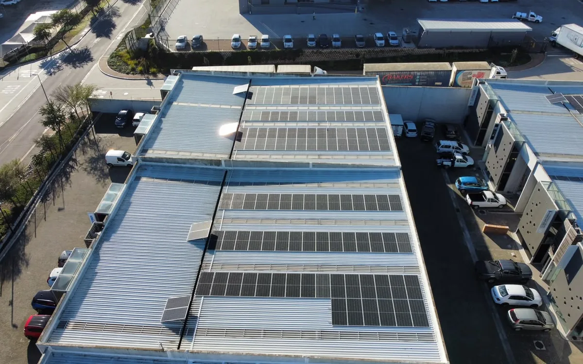 Commercial rooftop solar installation for a business facility in South Africa