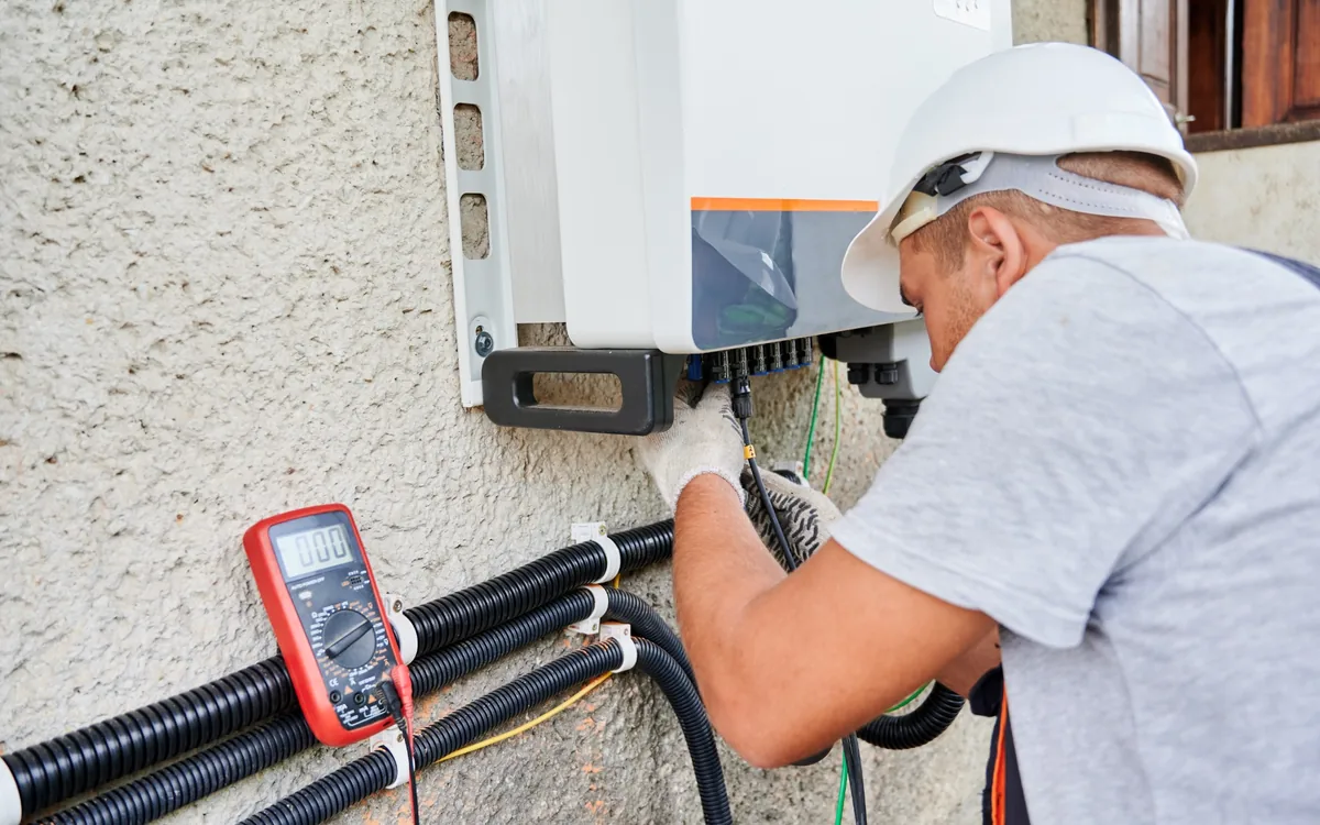 Hybrid solar inverter installation and electrical integration for FoxESS energy solutions