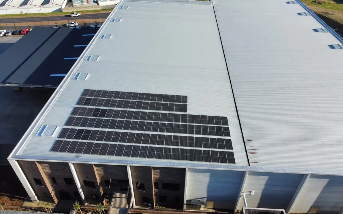 Industrial rooftop solar installation for a large facility in South Africa