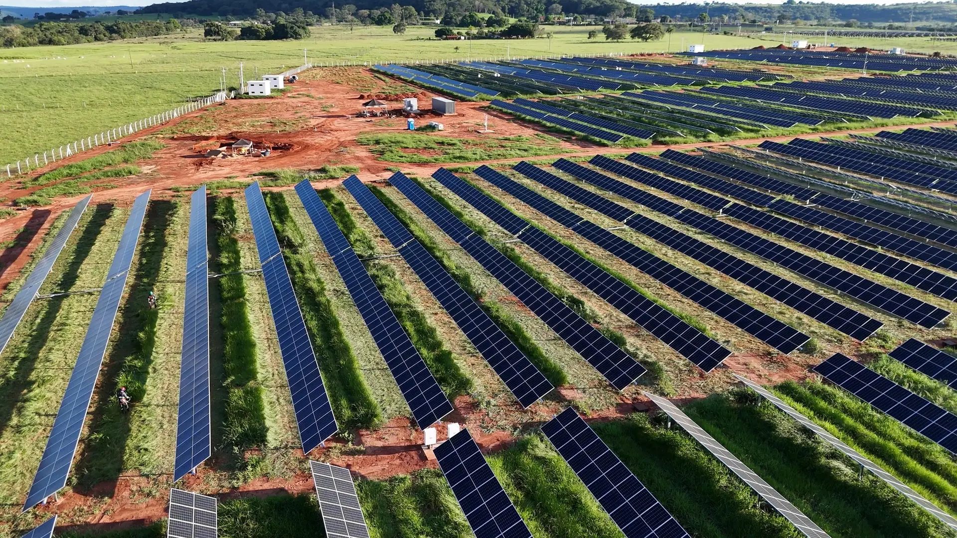 Agricultural solar installation across productive rural farmland in South Africa