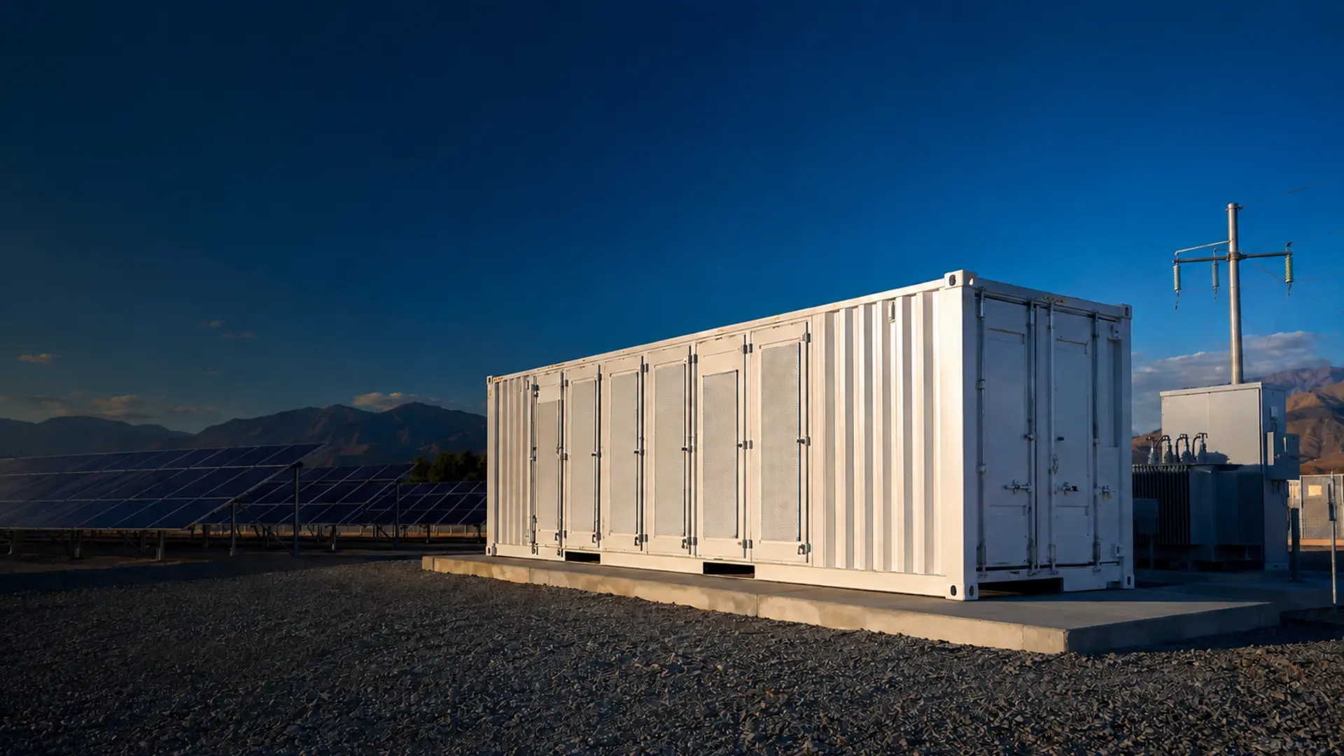 Unbranded containerised battery energy storage system integrated with solar power