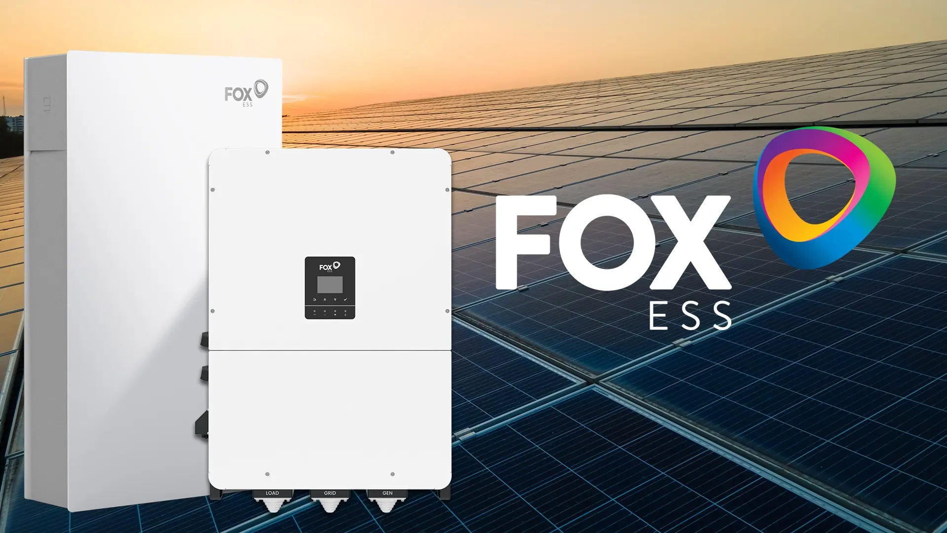 FoxESS solar inverter and battery storage solutions with photovoltaic panels