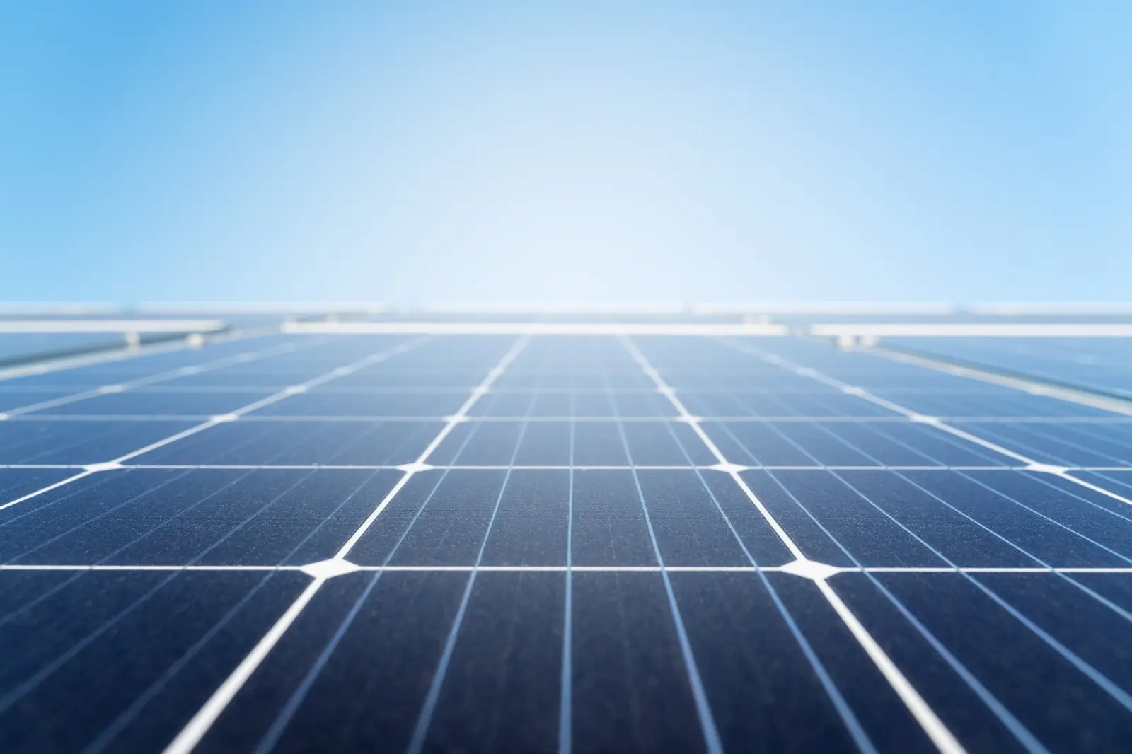 Wide photovoltaic array representing large-scale solar plant performance monitoring