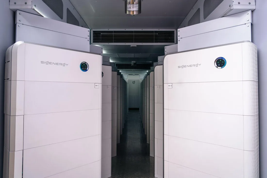 P&P Solar Solutions modular battery storage installation in a dedicated equipment room