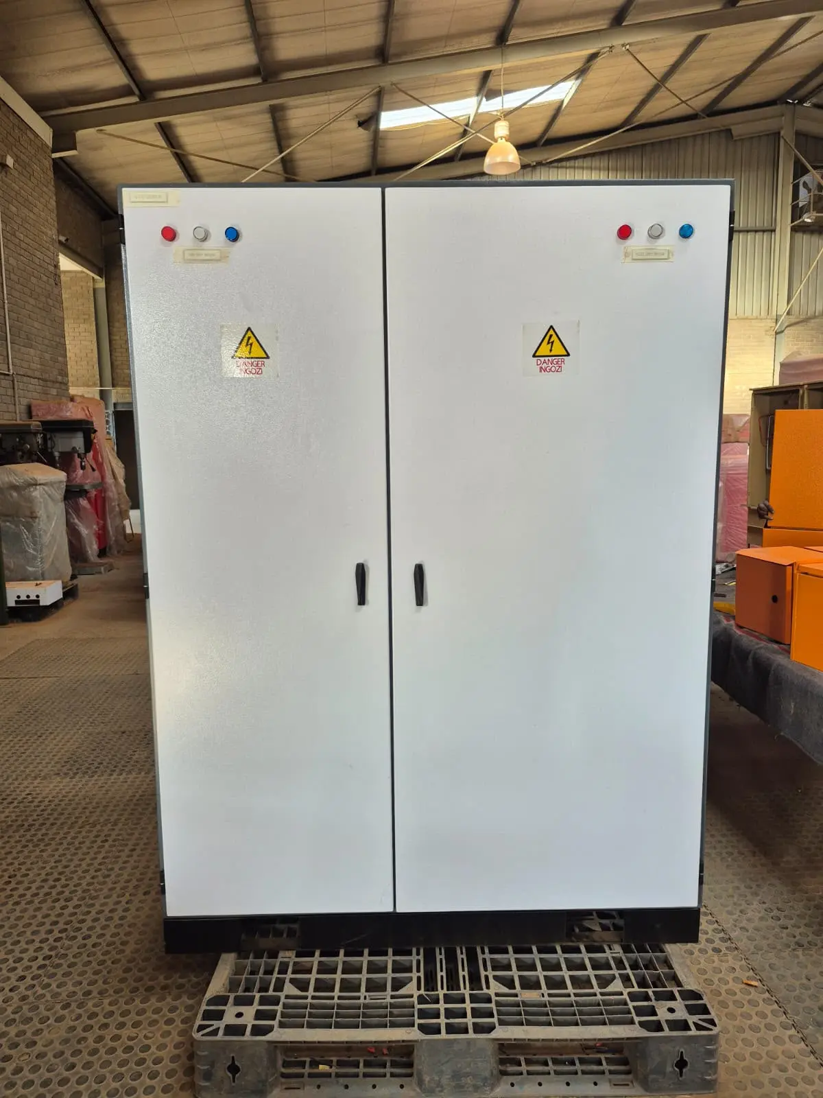 Commercial solar project electrical control cabinets installed for system integration