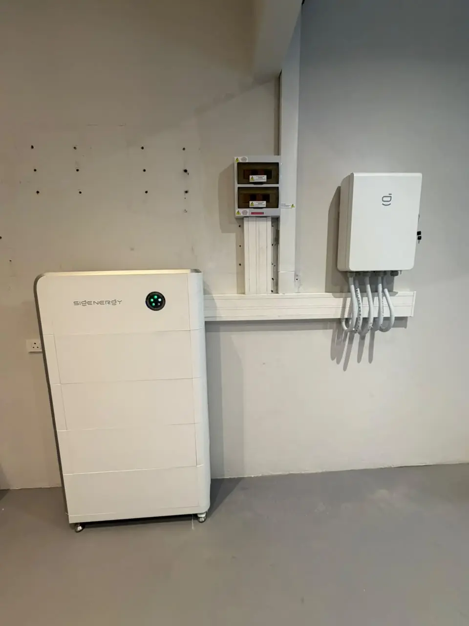 Integrated solar battery storage and inverter installation on a project site